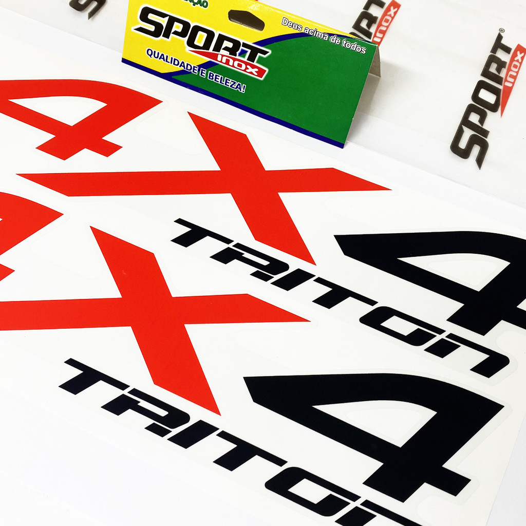 Par De Adesivos 4x4 Mitsubishi L200 Triton Emblema Lateral
