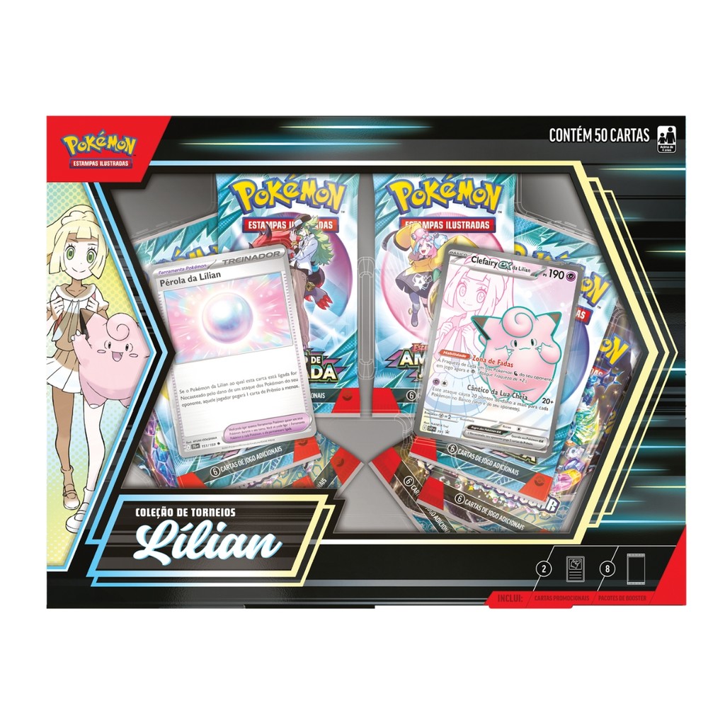 Box Pokémon Coleção  De Torneios Lílian Cartas Tcg Copag em Oferta na Shopee
