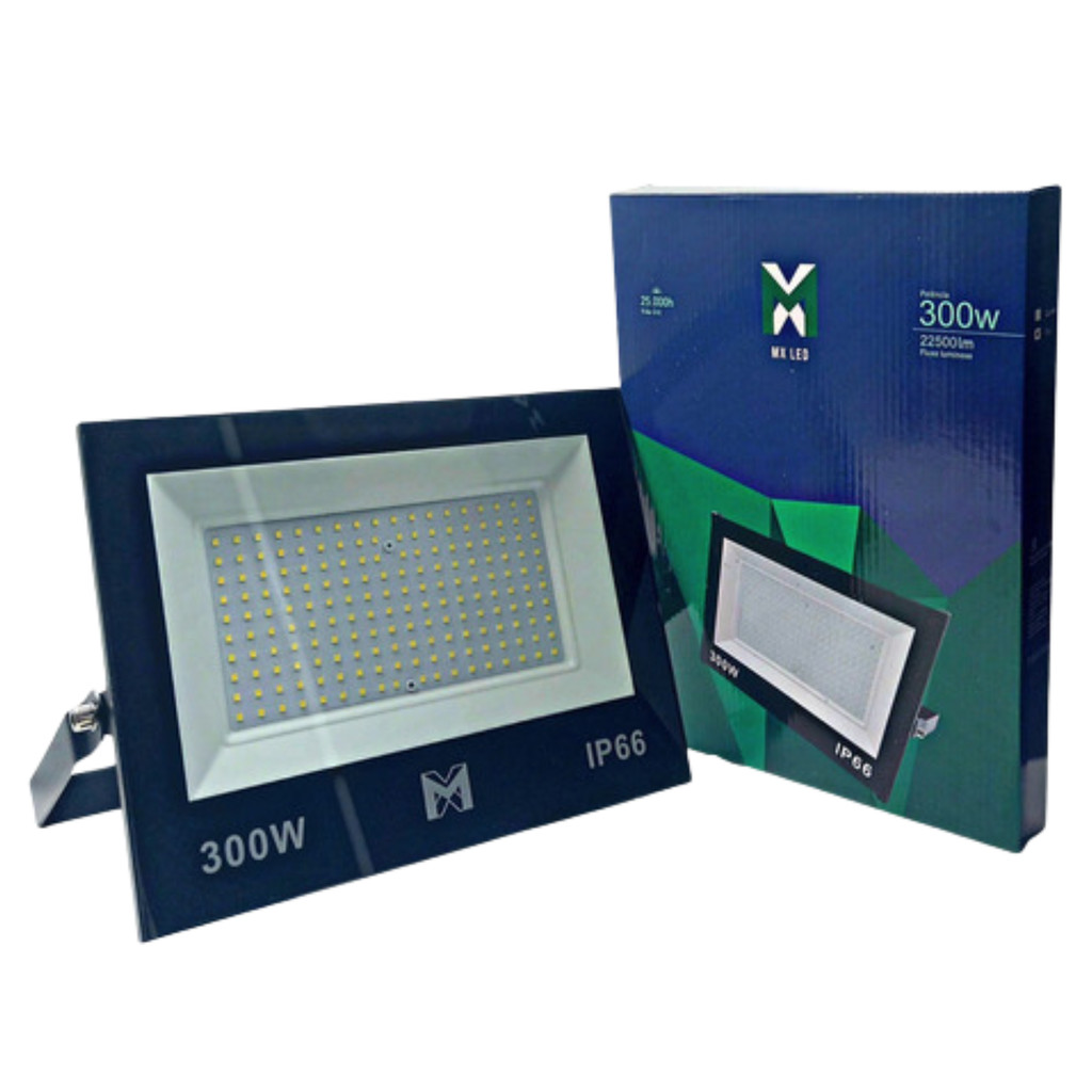 Refletor Led Holofote 300W 6500K IP66 Blindado MX LED