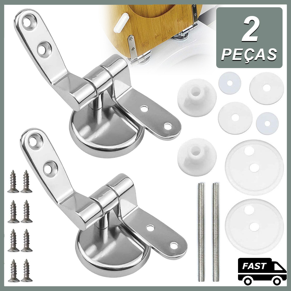 2 Peças Dobradiças Assento Vaso Sanitário Liga Cromado Com Parafusos Para Acessórios Vaso Sanitário