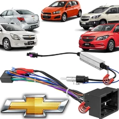 Chicote Troca MyLink1 Onix Prisma Spin Cobalt Sonic Adaptador de Multimidia Universal Iso e Antena