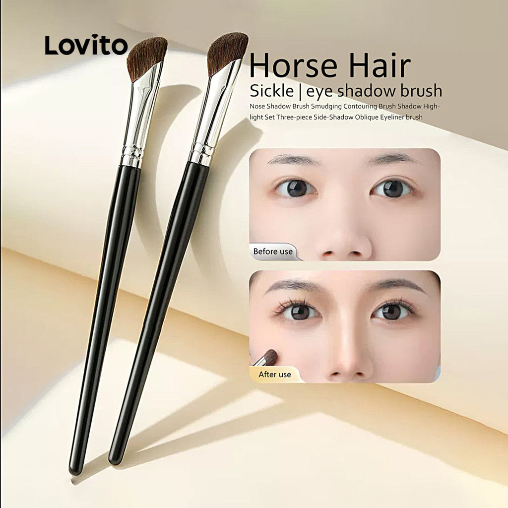 Lovito Pincel De Sombra Único Simples Casual Pincéis De Maquiagem De Cabelo De Cavalo Preto Para Mulheres LCS09047 - Beauty