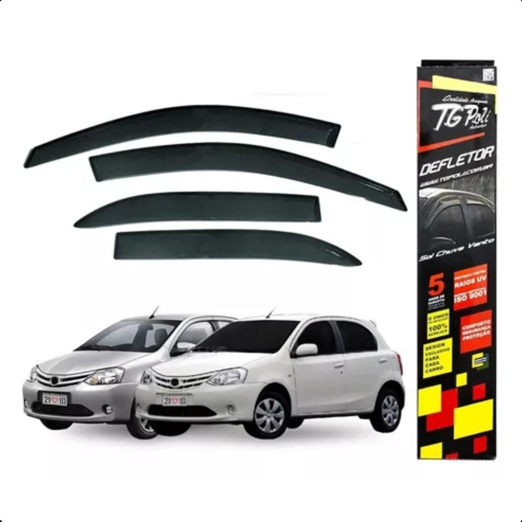 Calha de Chuva TG Poli Etios Hatch e Sedan 12/18 4 Portas em Oferta na Shopee