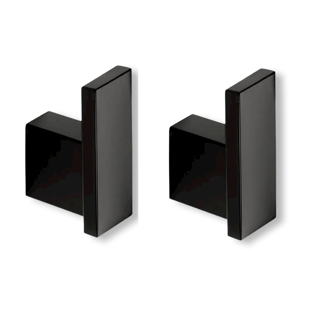 Kit 02 GANCHO Premium Preto Fosco Aço Inox Toalheiro e Cabideiro em Oferta na Shopee