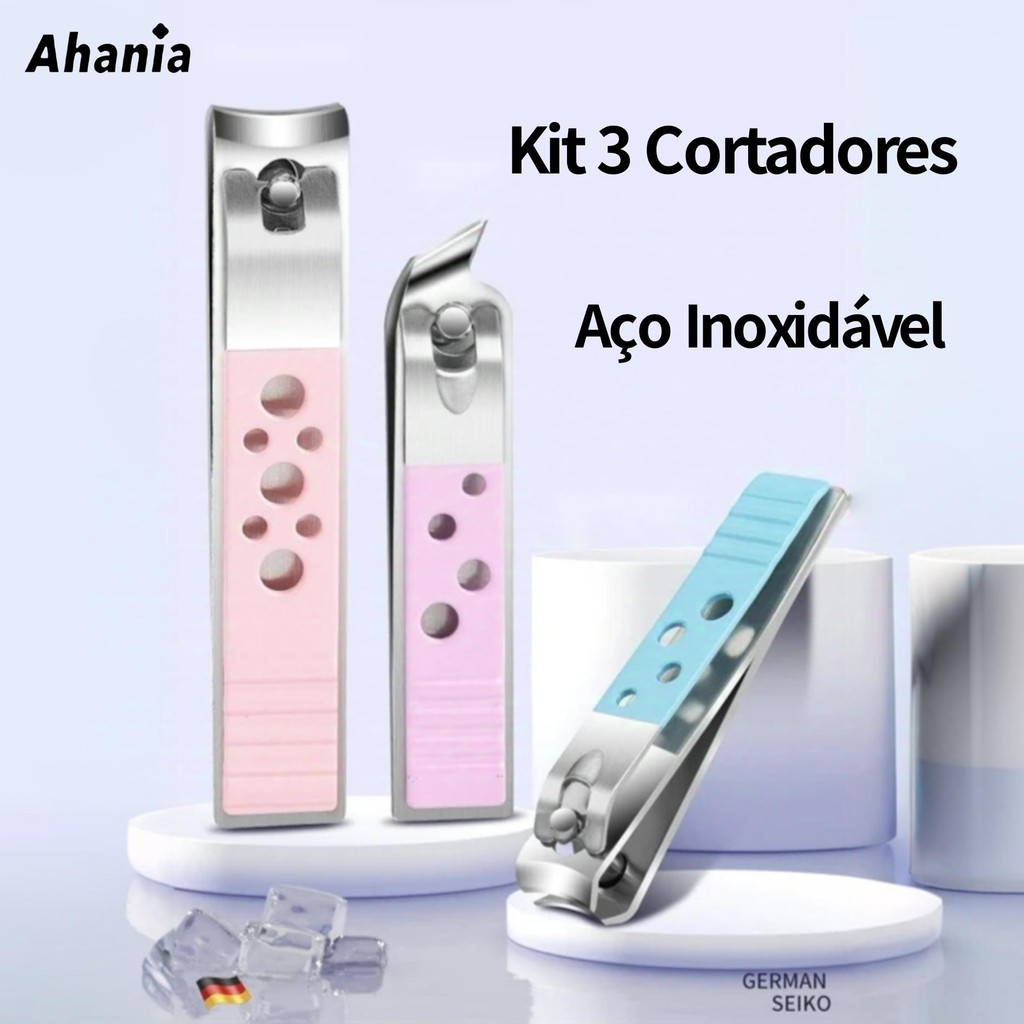 Kit 3 Cortador de Unhas Manicure e Pedecure de Aço Inoxidável, Multi Cores, Afiada, Durável e Prática em Oferta na Shopee