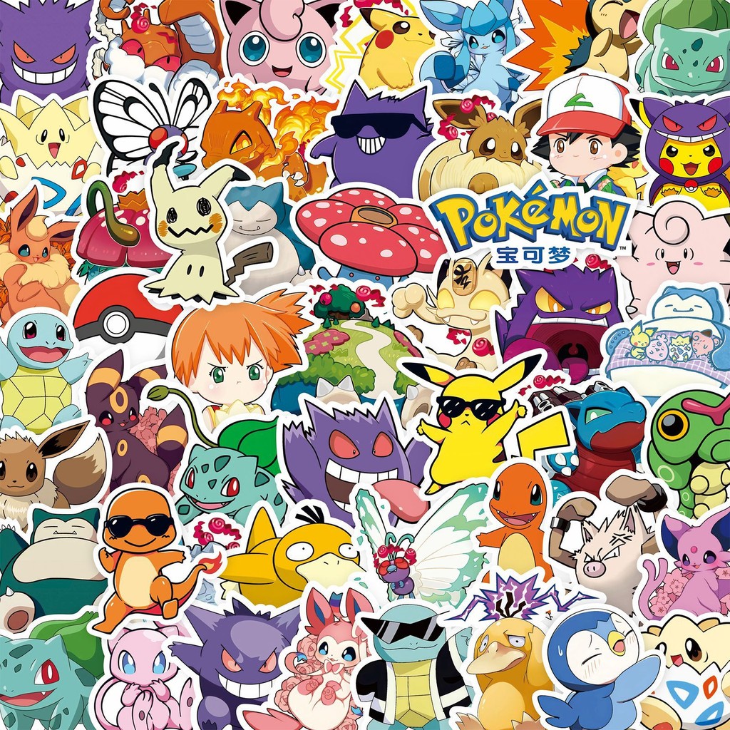100 Pcs Adesivos Pokémon Pikachu-Decalques De Vinil À Prova D'água Oficialmente Licenciados Para Registro No Diário E Ar em Oferta na Shopee