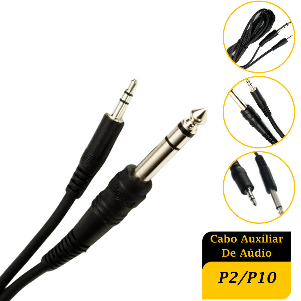 Cabo P2 P10 Estereo Profissional 5 Metros Premium
