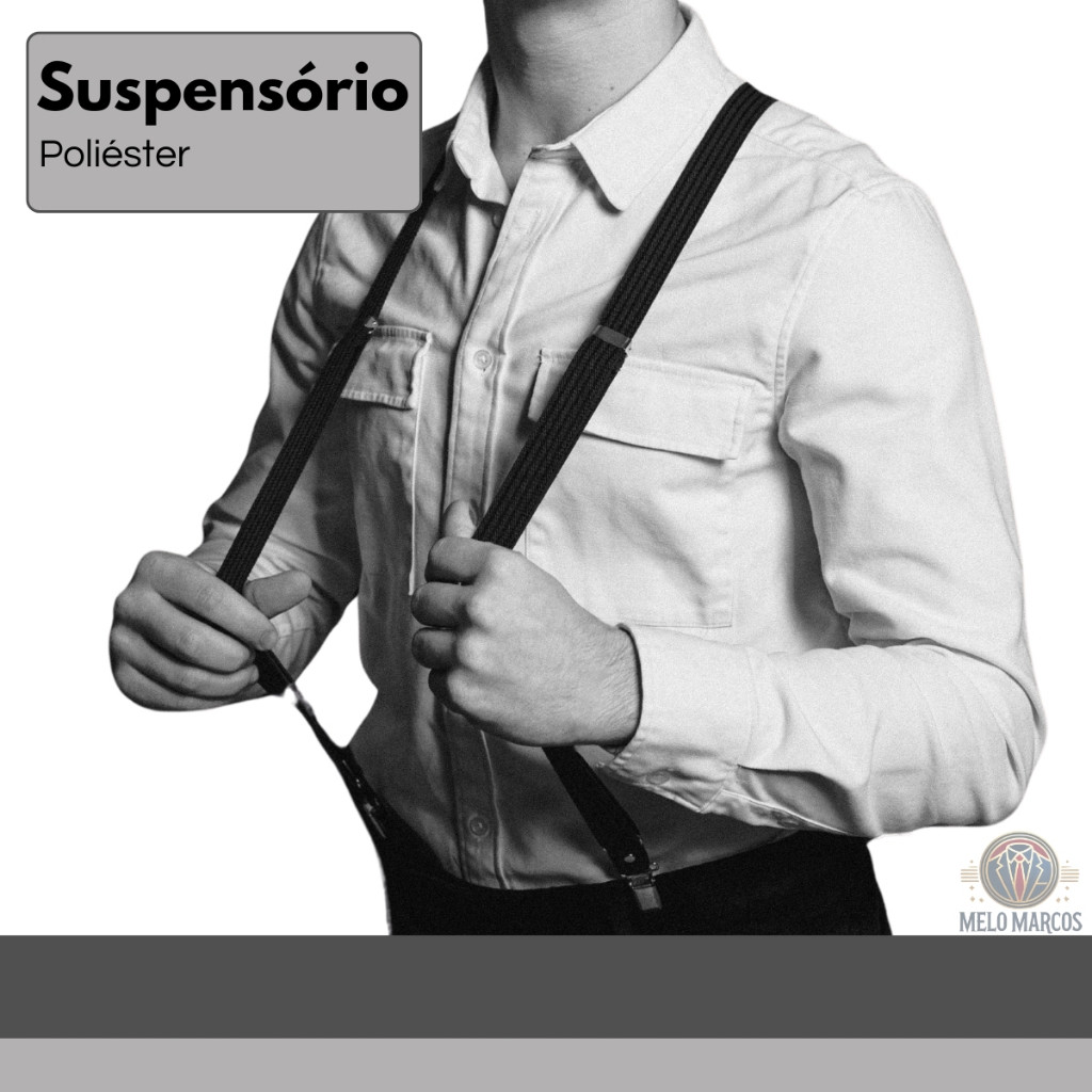 Suspensório Adulto Preto Masculino Feminino Ajustável Ideal para Casamentos Eventos Padrinhos
