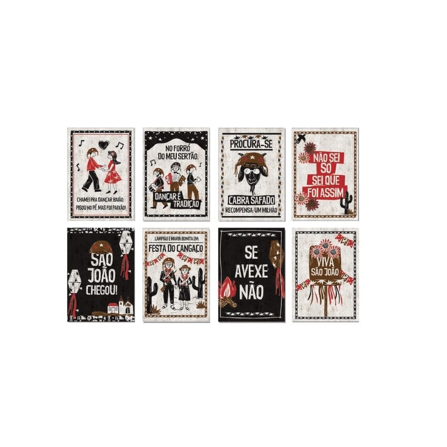 Cartaz Decorativo De Festa Junina Cordel - 25x35cm - 8 unidades - Cromus - Rizzo