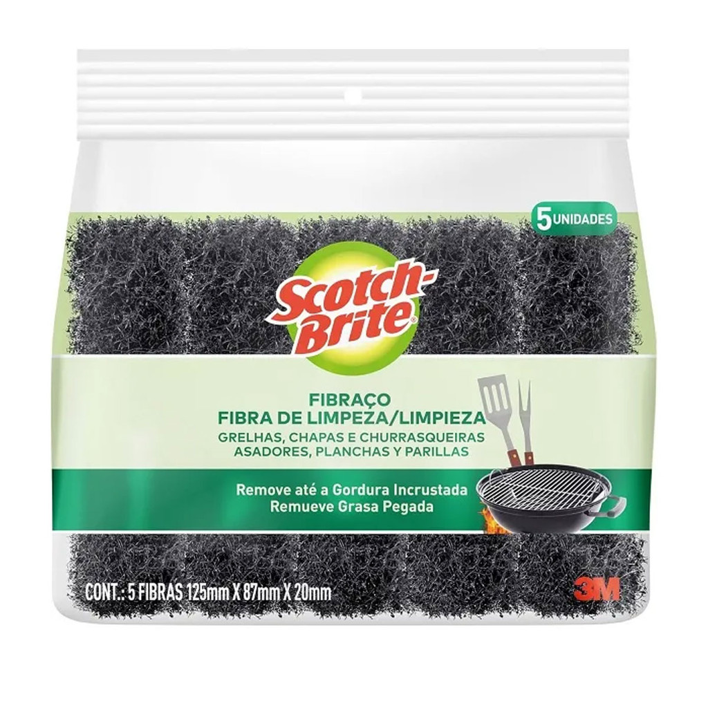 Fibraço de limpeza grill Scotch-Brite com 5 unid 3M em Oferta na Shopee