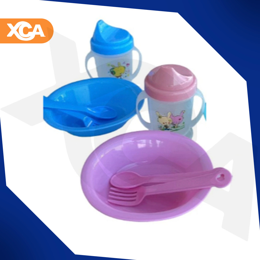Conjunto Para Bebe Alimentação Papinha Infantil Kit 4 Peças Refeição Bebe Colher Garfo Copo Tigela