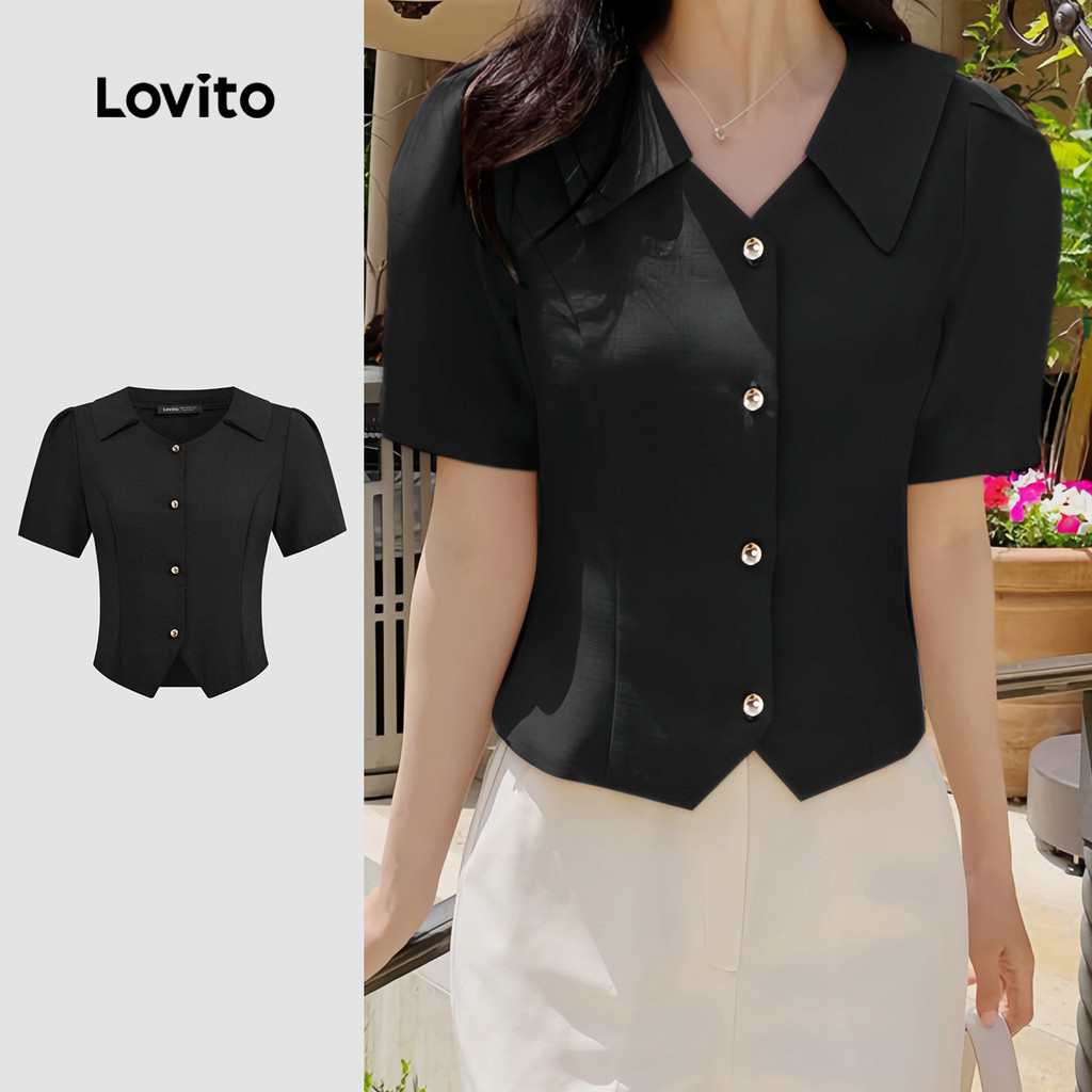 Lovito Blusa Casual Lisa Simples Para Mulheres L132ED155 - Women Clothes