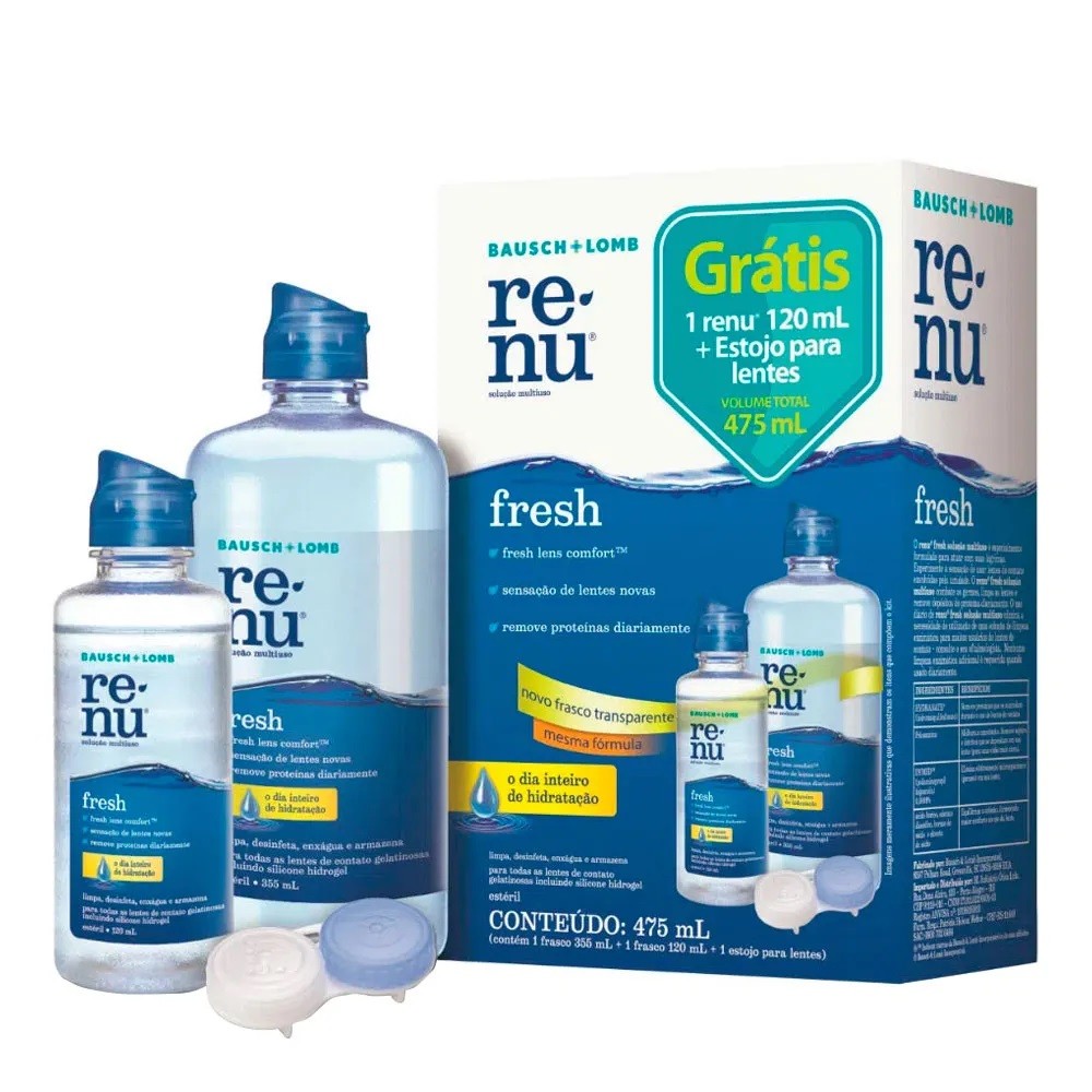 Kit Renu Fresh Solução Multiuso 355ml +125 ml + 1 Estojo Grátis