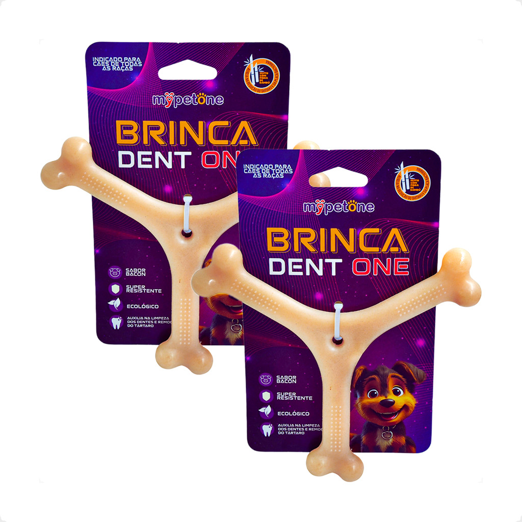 Kit 2 Brinquedo Osso Bamboo Brinca Dent One Sabor Bacon - Y - Grande em Oferta na Shopee