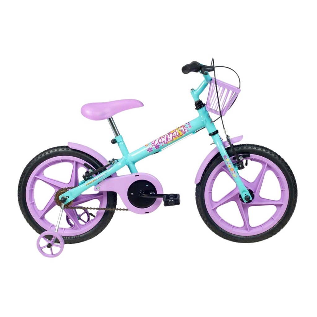 Bicicleta Infantil Aro 16" Fofys Verde Tiffany e Lilás Verden Brinquedo Presente Criança Esportes