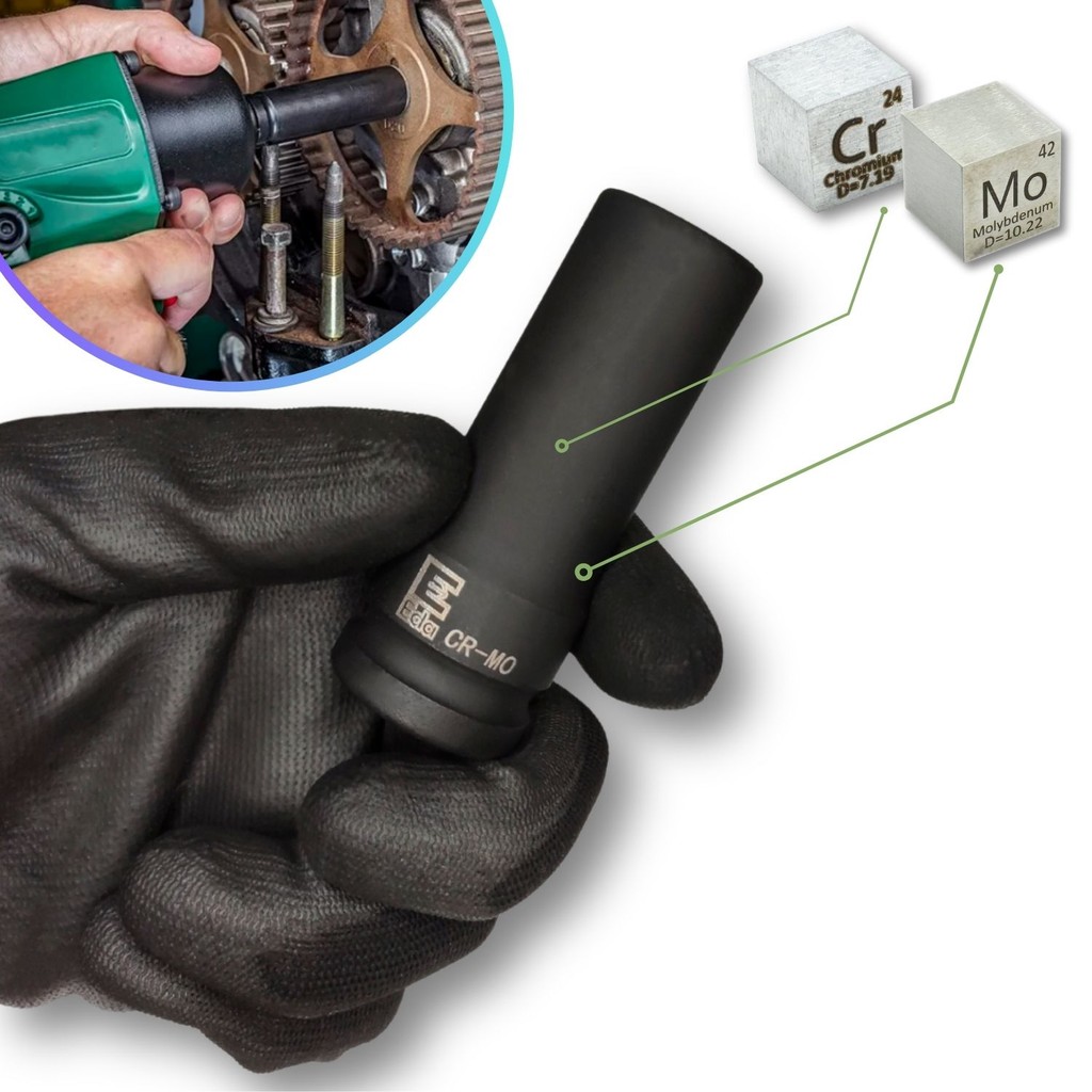 Soquete Longo Pito Cachimbo Chave Impacto Encaixe 1/2 Pol Sextavado 13mm CR-MO Desforcimetro