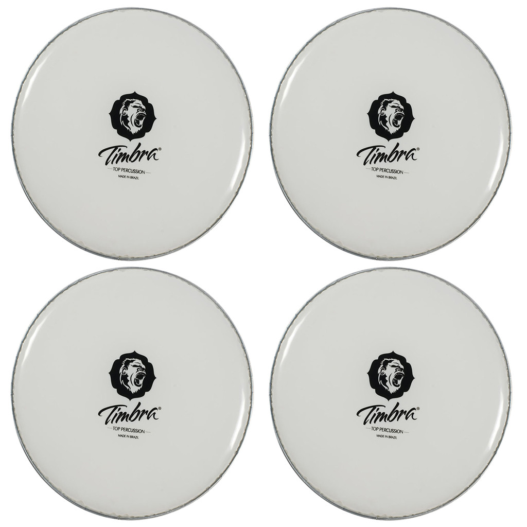 Kit 4 Peles 8" leitosa grossa nylon P3 Timbra bacurinha repinique pandeiro batedeira 250 microns