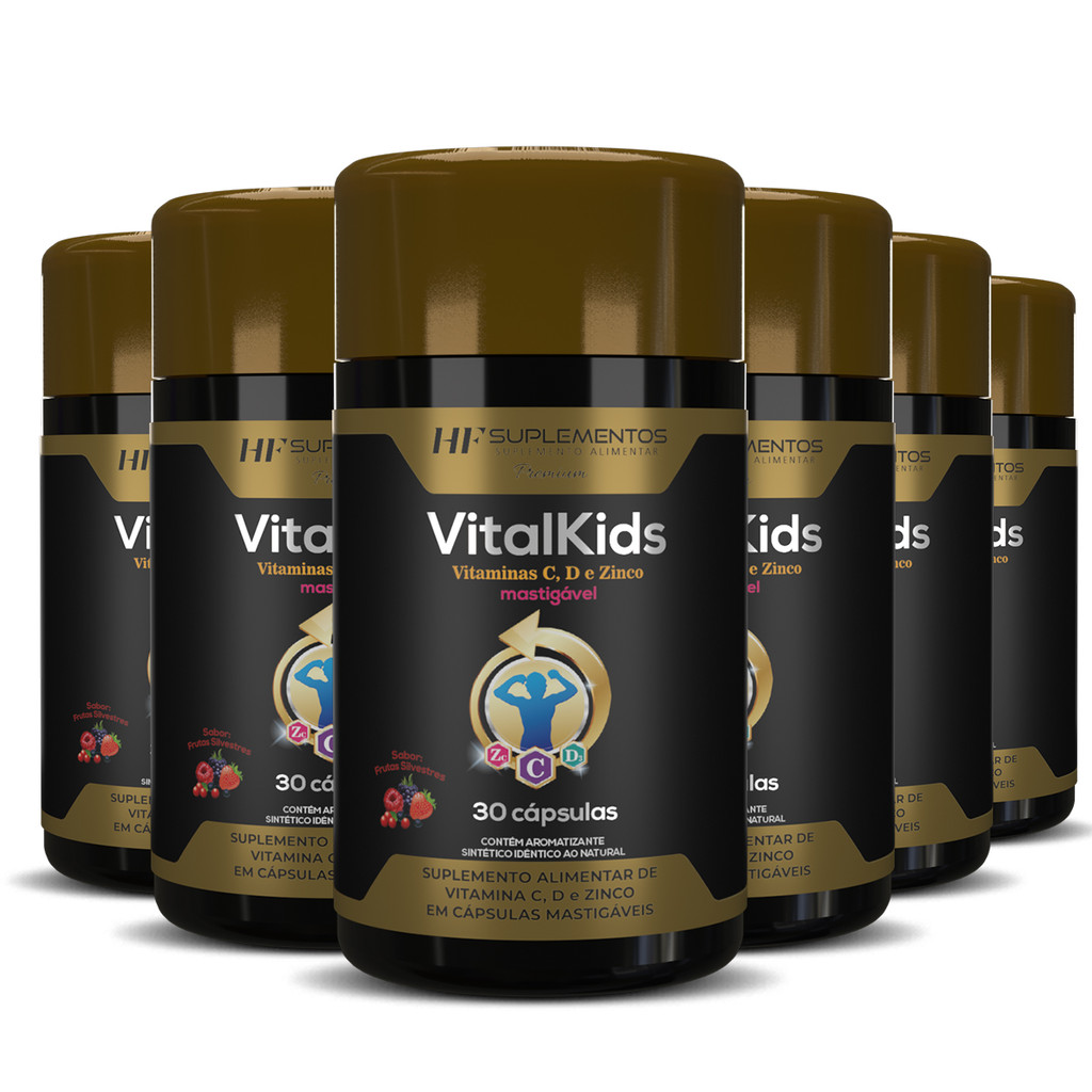 6X VITALKIDS VITAMINA INFANTIL MASTIGAVEL 30CAPS
