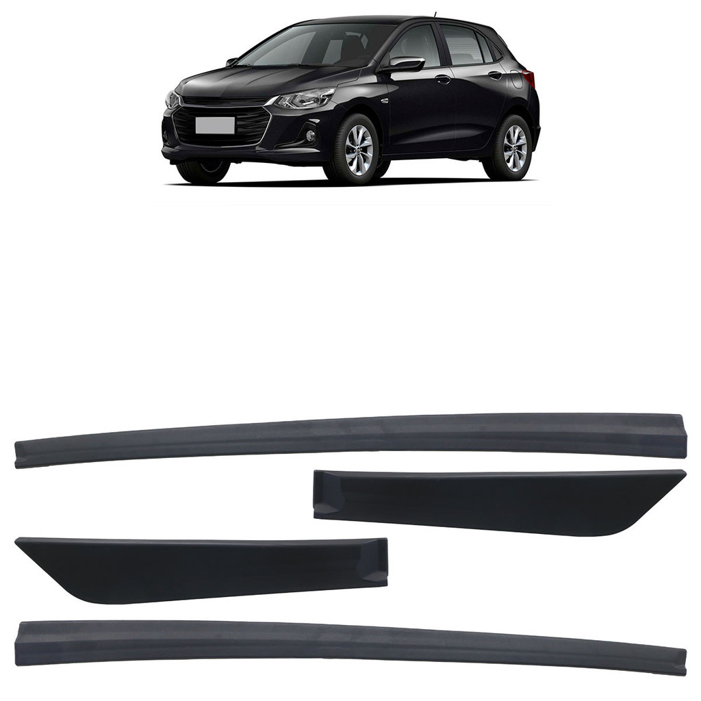 Kit Friso Lateral Onix 4 Portas 2018 2019 2020 2021 2022 Preto Texturizado 4 Peças