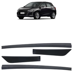 Kit Friso Lateral Onix 4 Portas 2018 2019 2020 2021 2022 Preto Texturizado 4 Peças