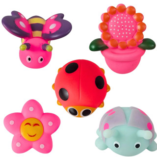 Brinquedo de Banho Vinil 5 Peças Bebe Animais e florzinha Divertido Castela em Oferta na Shopee