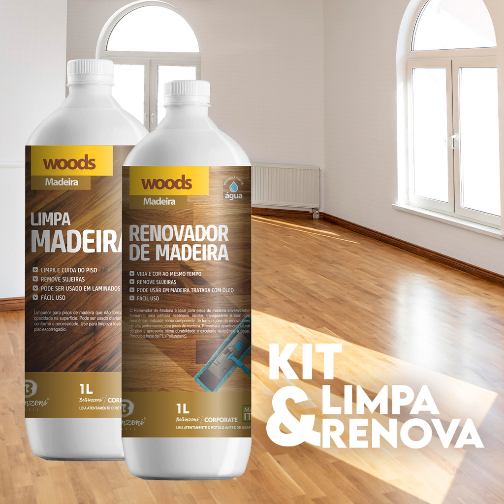 KIT Wood Limpa e renova madeiras - Pisos e laminados- remove sujeira - Bellinzon