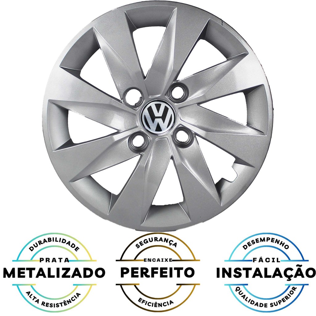 JG 4 Calota UP TODOS Aro 13 Prata Metálico com Emblema — imagem 2 de 2