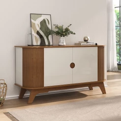 Balcão Buffet Vivaldi 2 Portas Ripado Cinamomo/Off White - Artely Móveis