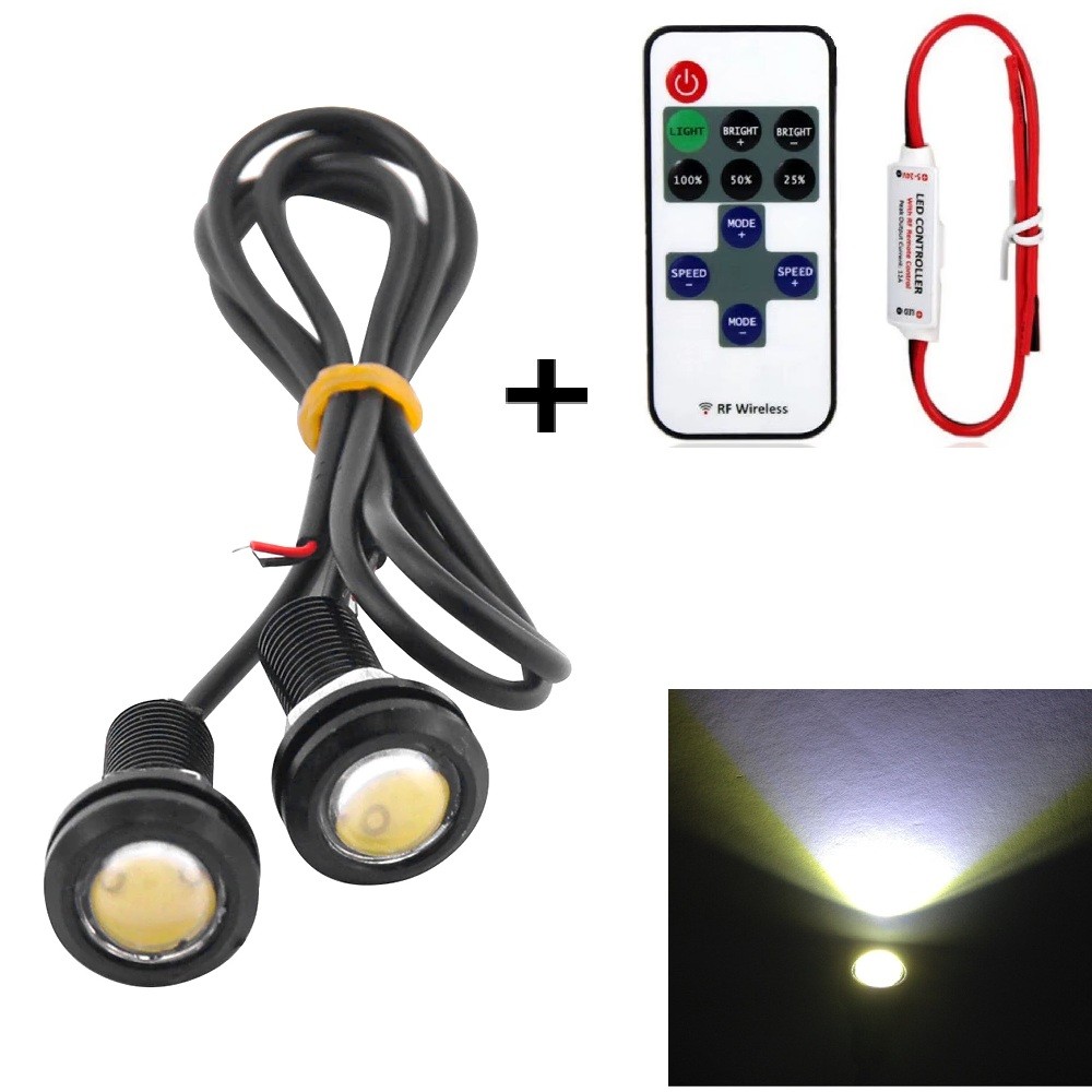 Par  Led Strobo Olho de Gato 22mm + Central Controladora de Efeitos 12V