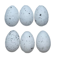 Ovos Decorativos de Páscoa Branco com Respingos Pretos para Pendurar - 5,5cm - 6 unidades - Rizzo.