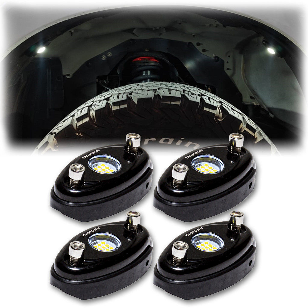 Kit 4 Rock Light Luz de Por Na Caixa de Roda Camionete Enfeite Dod Ram Strada Hillux Ranger S10