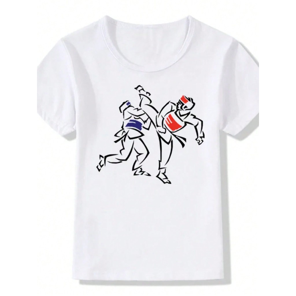 2020 crianças moda impressão taekwondo camiseta verão meninos meninas coréia legal casual topos roupas do bebê t camisa