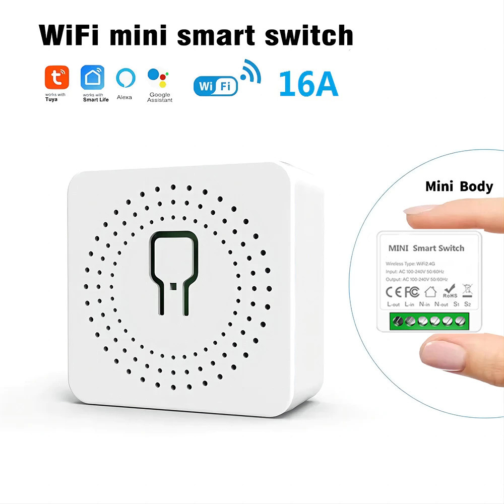 Módulo Interruptor Inteligente Tuya WiFi, Suporta Controle 1 canal, 100-240V, Funciona com Alexa, Google Home