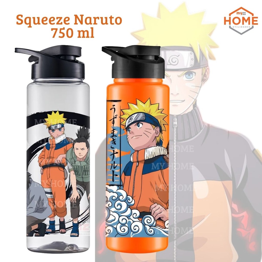 Garrafa Agua Squeeze Naruto Infantil Criança Adulto Escola Creche Viagem Passeio Academia Trabalho 750ml