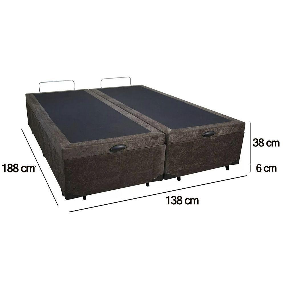 Cama Box Baú Casal Bipartido Suede Sereneprime tonalidade principal Marrom 138x188x44 — imagem 2 de 2