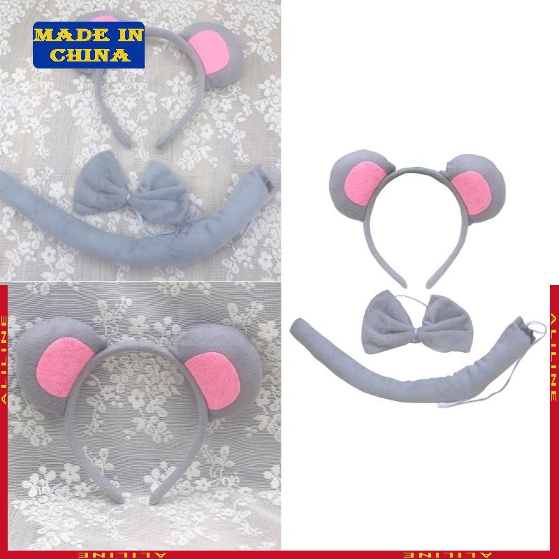 Conjunto Fantasia Halloween Orelhas Rato Tiara Cauda Tutu Saia