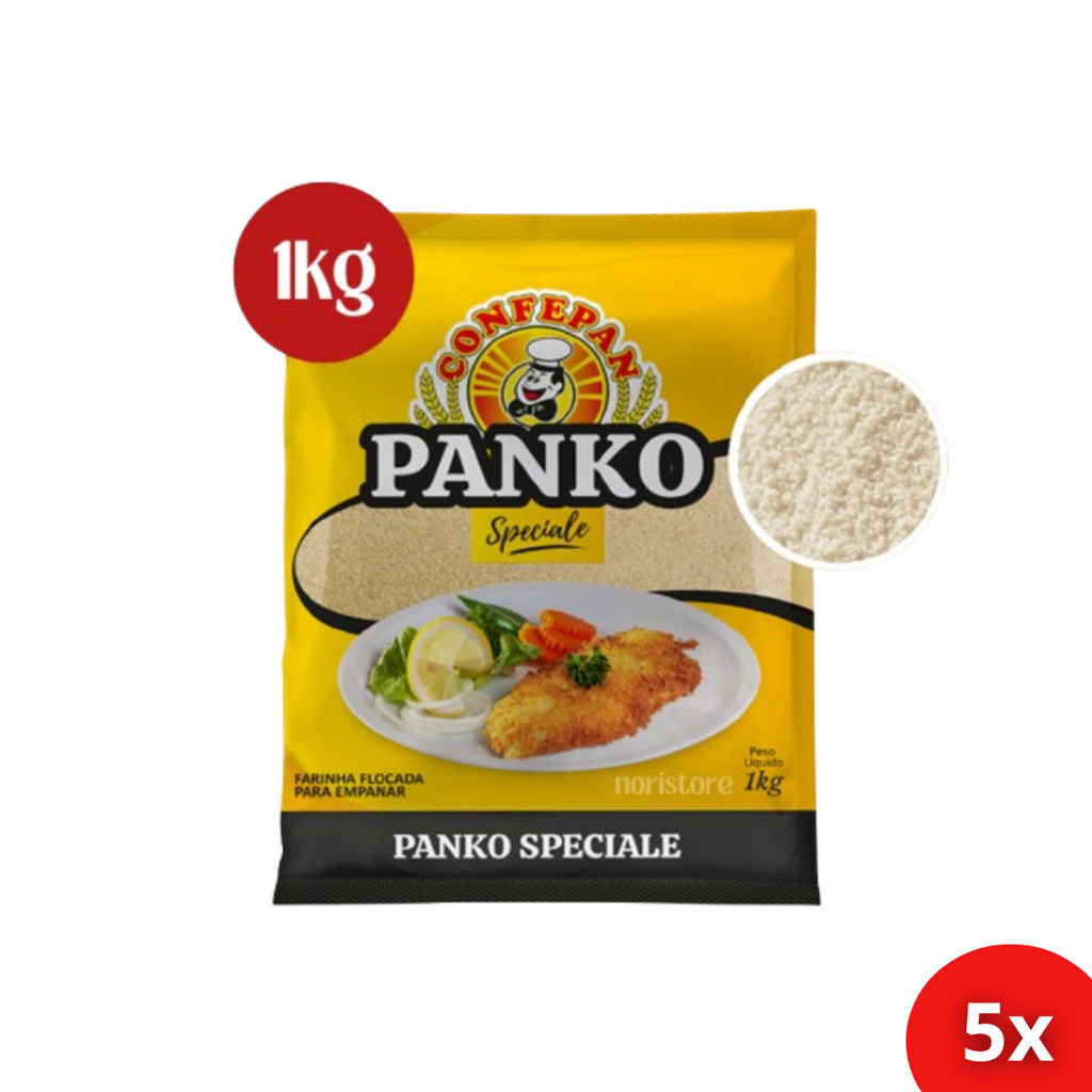 Kit com 5 Farinha Flocada Panko Confepan Speciale 1Kg