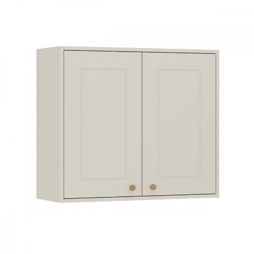 Armário Aéreo Tunisia 2 Portas Off White com Canelato Atualle em Oferta na Shopee