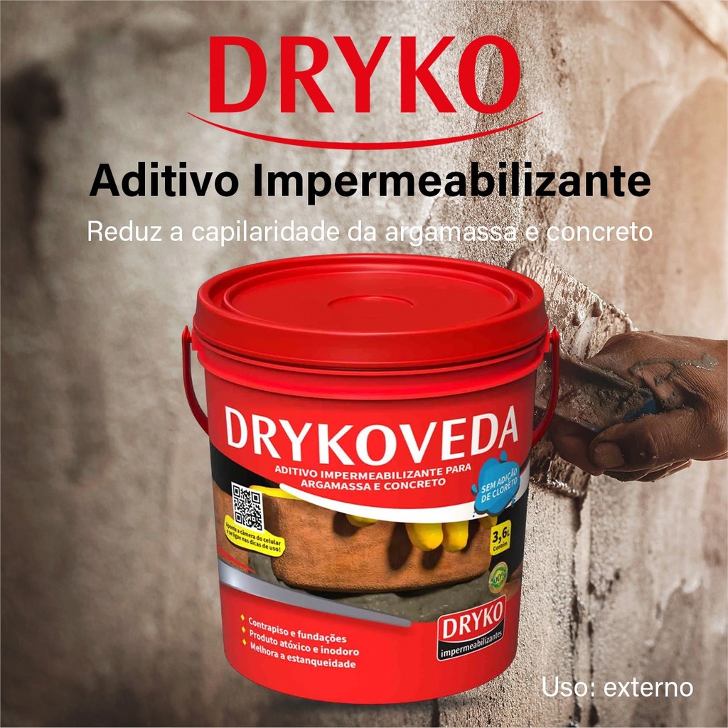 Aditivo Impermeabiliza Argamassa E Concreto Dryko Balde 18l