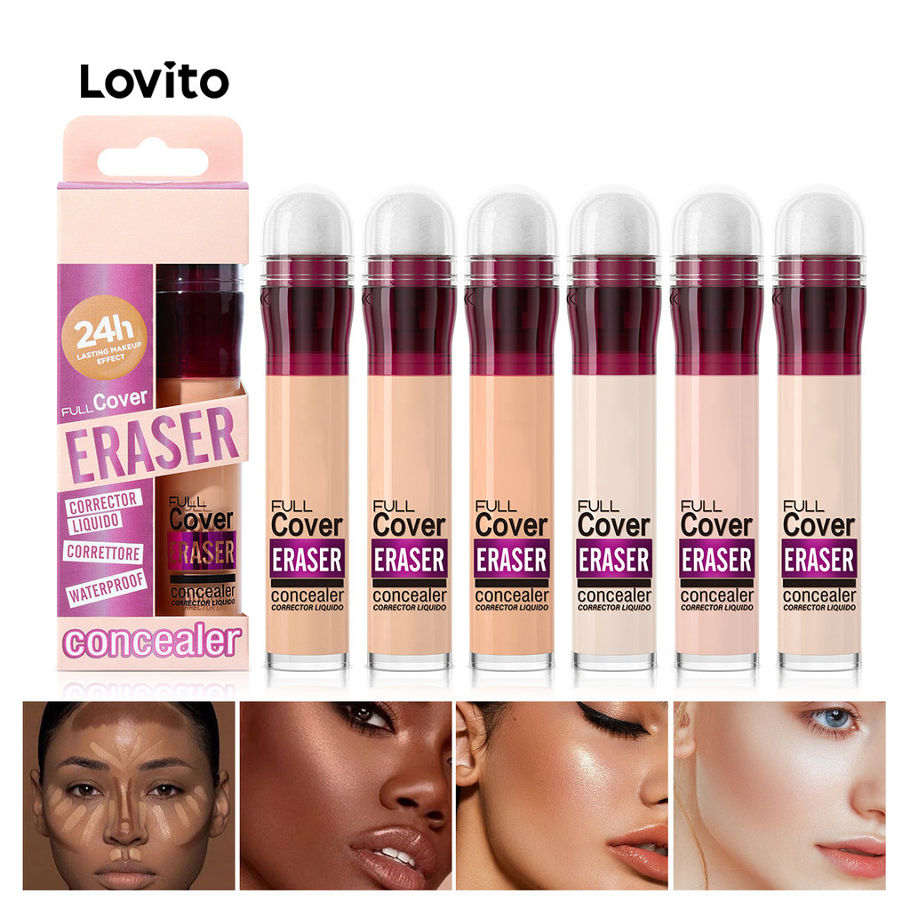 Lovito Base Corretiva De Longa Duração Com Cabeça De Esponja Lisa Casual Para Mulheres LCS09028 - Beauty