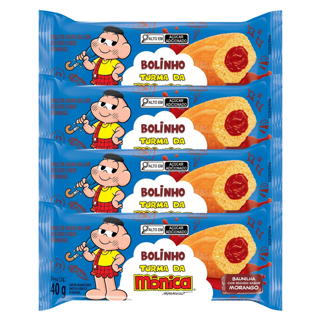 Bolinho Turma da Monica - Baunilha com Morango 40G - 4UN em Oferta na Shopee