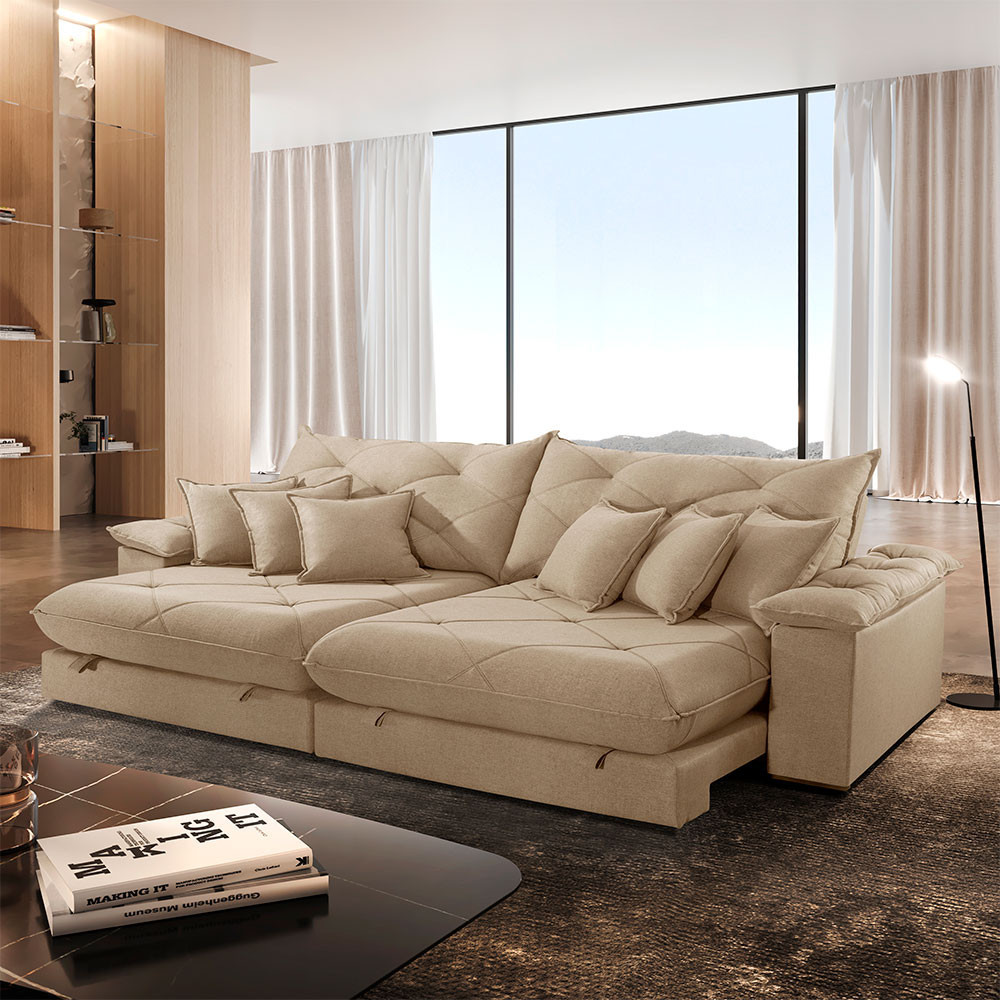 Sofá Ágata Linho Dois Módulos de 90 cm B25 Meu Sofá Online