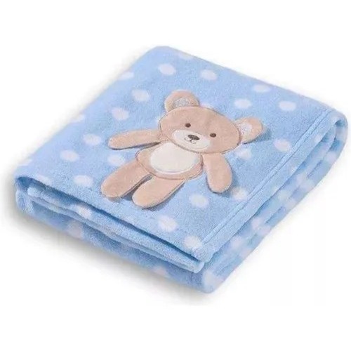 Cobertor Manta Infantil Bebe Fofinho Desenho 3d Ursinho Azul-Loani