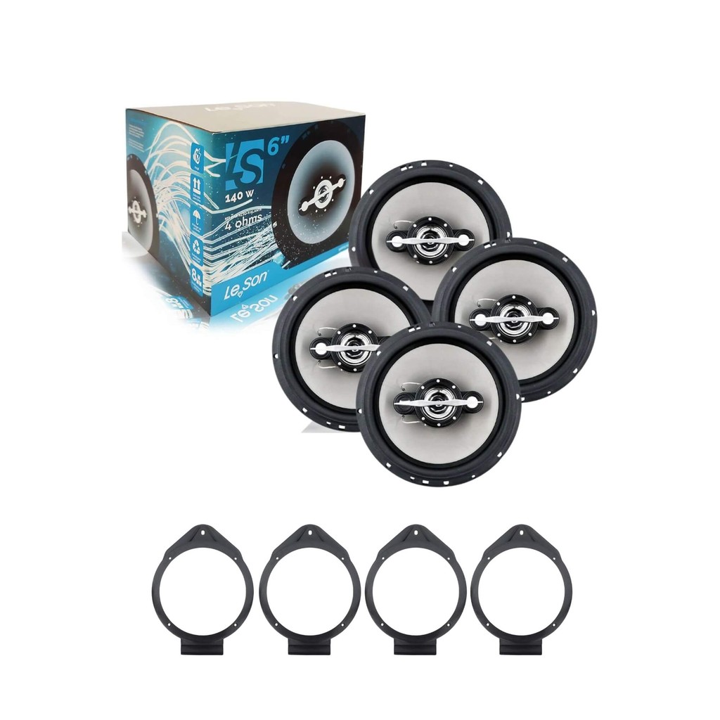 Kit 4 Alto Falantes 6" Quadriaxial 280W total + 4 Aros Cobalt / Onix / Spin / Prisma GM