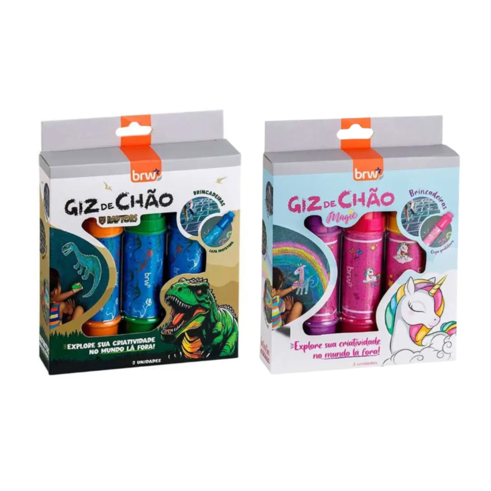 Giz De Chão Jumbo 3 Cores Especiais BRW