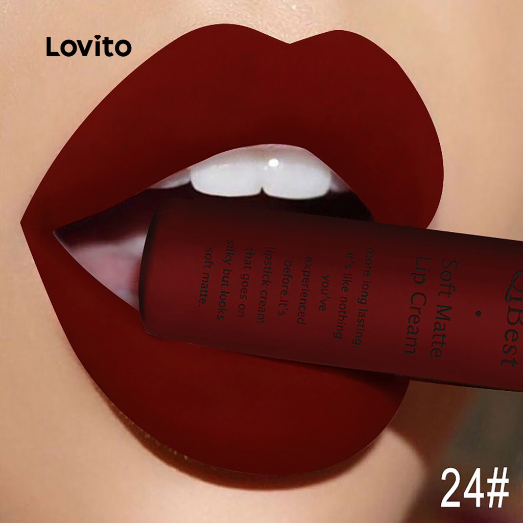 Lovito Batom Líquido Casual Liso Fosco Anti Manchas Veludo Brilho Labial Para Mulheres LCS09021 - Beauty