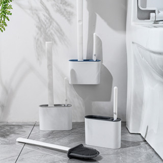 2 em 1  Escova Sanitária Silicone Para Limpar Vaso Privada Com Suporte Preto Cinza Branco em Oferta na Shopee