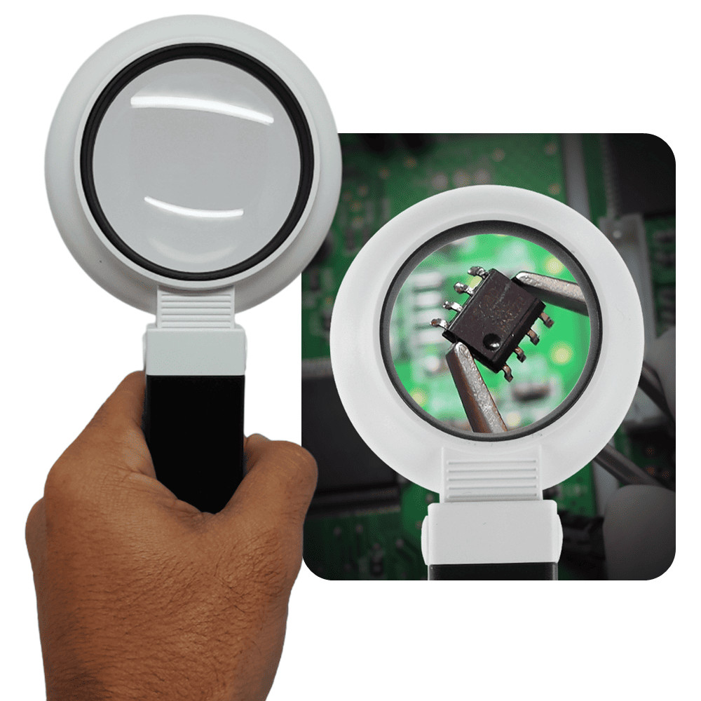 Lupa Com Ângulo De Ajuste E Iluminada Amplia Até 8x Ideal Para Placas Eletrônicas TH7020B