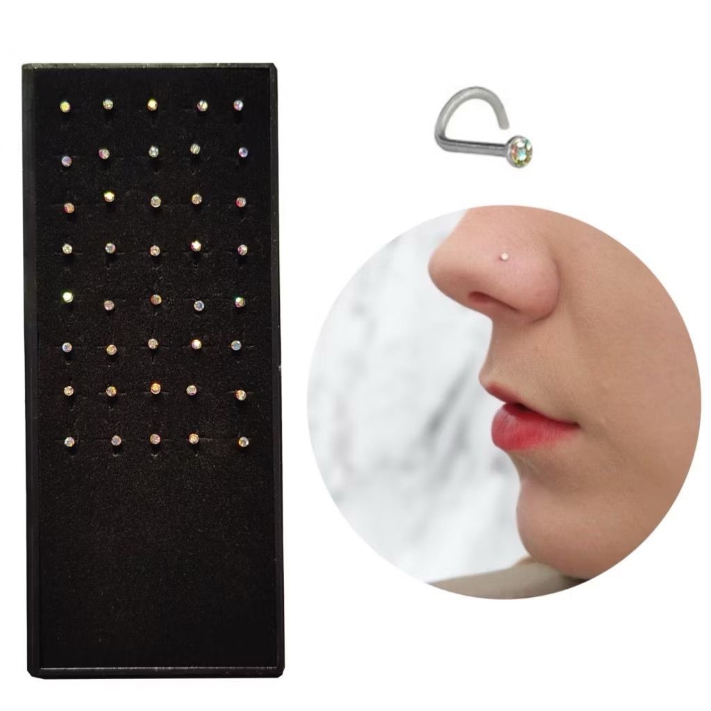1 unidade Piercing Nostril Pontinho Luz Furta-cor  Aço Cirúrgico Piercing de Nariz cor Prata em Oferta na Shopee