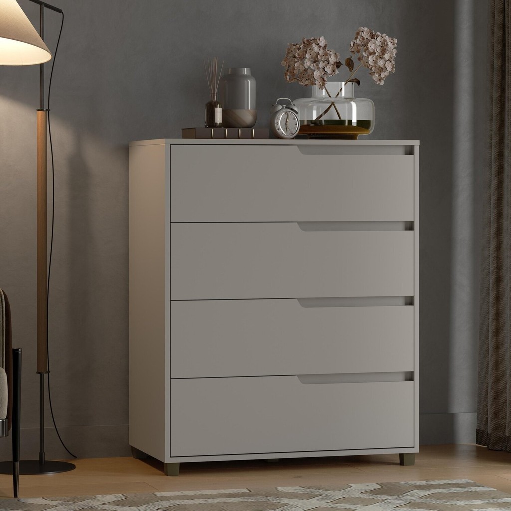 Cômoda em Mdf com 4 Gavetas 80cm X 104cm X 45cm Monet Cinza em Oferta na Shopee